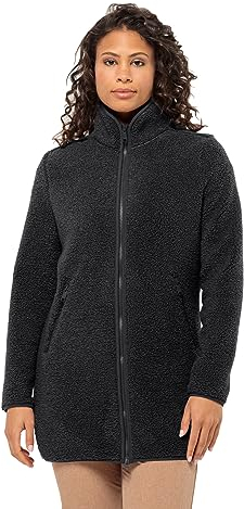 Jack Wolfskin Damen High Curl Coat W Fleece Jacke, Schwarz, XL EU