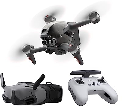DJI FPV Pack Explorer, Experiencia de Vuelo inmersivo, Campo de visión superamplio de 150° 4K/60 fps, transmisión de vídeo HD a 10 km con Baja latencia, Freno y Vuelo estacionario de Emergencia