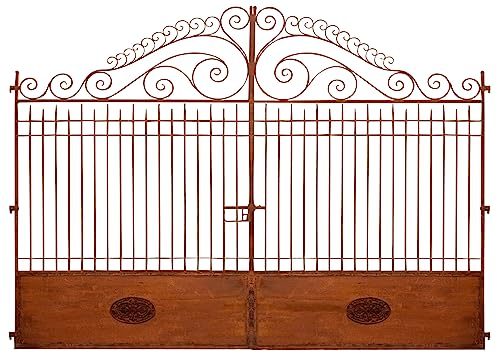 Biscottini Wrought Iron Gate 400 x 7 x 300 cm, Garden Gate Exterior Finely Restored, Iron Gate for Outdoor Use