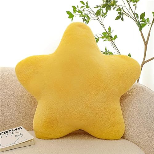 Herfair Kuschelkissen Kinder Sternkissen, Weiche Flauschige Sternform Zierkissen Sofakissen, Plüsch Kissen Dekokissen für Kinderzimmer Schlafzimmer Deko (Gelb,60 cm)