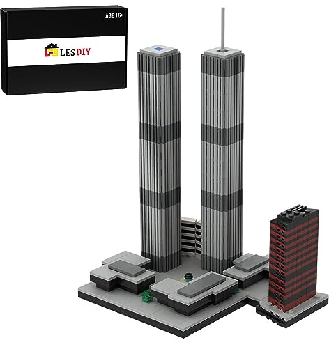 THEGO MOC berühmtes modulares Bausteine-Set, 1:2000 World Trade Center Modell Architektur Serie Hausbausatz, New York großes Wahrzeichen-Gebäude(982 Teile)