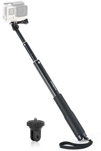 Trehapuva Perche à selfie, extension de 92 cm, poignée monopode étendue étanche compatible avec GoPro Max Hero 12 11 10 9 8 7 6 5 Insta360 Akaso DJI Osmo Action Camera et plus encore