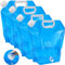 Kamiya Lot de 4 bidons d'eau Pliables de 10 l avec Couvercle étanche et Valve - Bidon d'eau Flexible - 10 l - sans BPA - pour Le Camping en Plein air