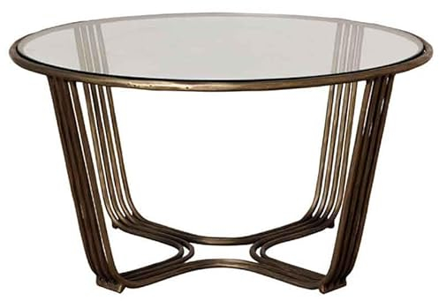 CHEHOMA Table Basse Ronde Verre Fer doré 43x82x82cm