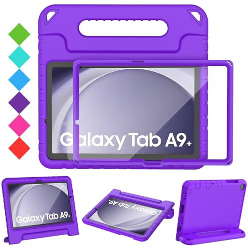 TOPWANT Kids Case with Built-in Screen Protector for Samsung Galaxy Tab A9 Plus 11 Inch 2023 (SM-X210/X216/X218), Shockproof Convertible Handle Stand Kids Case for Samsung Tab A9+ 11 2023, Purple