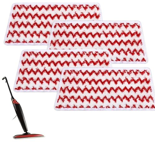 Tohrugue Ersatzbezüge für Dampfreiniger Vileda Steam XXL Power Pad, Ersatz für Pads aus Mikrofaser, waschbar, Rot, 4 Stück
