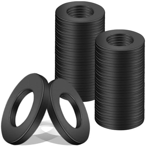 50 Stück Unterlegscheiben Flache Unterlegscheiben M8 x 16 mm Karosseriescheiben Distanzscheiben Kohlenstoffstahl Dichtung Beilagscheiben für Reparaturen zu Hause Schrauben Gewindestange (Schwarz)