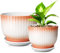 Pots en céramique pour plantes 5,5 + 6,7 pots de plantes d'intérieur avec drainage et soucoupe (séparables), pots de plantes d'intérieur, pot en céramique orange blanc, lot de 2 pots de fleurs