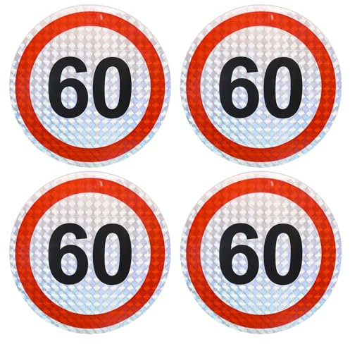 DazzJoy 60. Geburtstag Deko Verkehrsschild Aufkleber Sticker, Deko 60 Geburtstag Frau Mann, Verkehrsschilder Sticker Geburtstag Erwachsene, 60 Aufkleber Geburtstag für Party Geschenk Dekoration(4 Stk)
