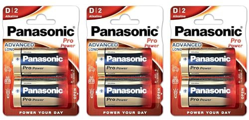 PANASONIC - Lote de 3 ampollas de 2 pilas alcalinas Pro Power Gold LR20/D - 1,5 V