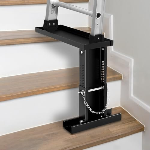 Ladder Extender-Adjustable Height 13.58-18.9-Ladder Leveler for Stair-Ladder Aide Stabilizer for Single/Extension Ladders-23.5x7.68 Platform-High Strength Steel-Non-Slip Mat-Holds up to 880lbs