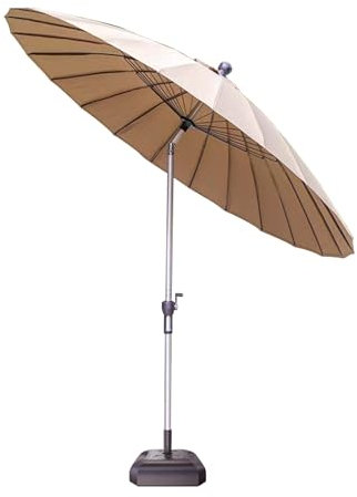 NRNQMTFZ Sonnenschirm Balkon 250 cm, Sonnenschirm Strand,Kippbar,Zuverlässiger Sonnenschutz am Strand, rund Gartenschirm Marktschirm,See und im Garten(Khaki)