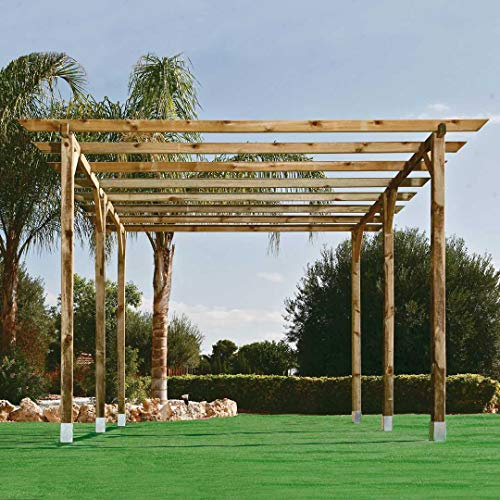 Kit Pérgola De Madera Para Jardín | (4x3.6x2.4 M) + Postes (9x9m) | Madera Resistente Tratada En Autoclave 3