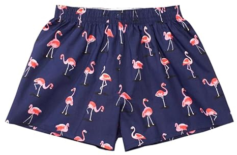 Hialegion Schlafhose Damen Baumwolle Boxershorts Pyjama Shorts Weich Schlafshorts Sommer Weite Kurze Hosen Damen Flamingos L