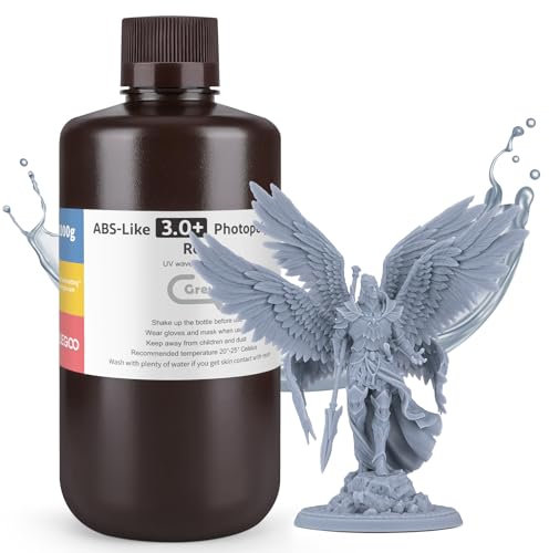 ELEGOO ABS-Like Resin 3.0 Plus, 3D Drucker Resin 405nm Rapid UV-härtendes Photopolymer Harz, Hohe Präzision, Nicht Spröde für LCD 3D Drucker Grau 1kg