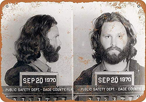 Biopracess 1969 Jim Morrison Mug Shot For Exposure New Metal Tin Sign 8x12 Inches