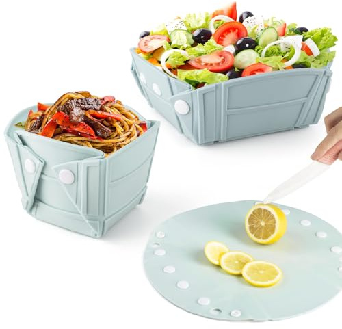 RoseFlower Faltbare Schüssel Camping, Tragbare Silikon Schüssel für Camping Zubehör, Picknick & Wohnwagen, Klappschüssel als Teller Oder Bowl to Go, Campinggeschirr für Küche, Zelt und Outdoor
