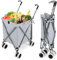 COSTWAY Carrello Spesa Pieghevole con Ruote, Carrello Portaspesa con Fodera in Tessuto Oxford Rimovibile e Impermeabile, 90L, Capacità di peso 55 kg (Grigio)