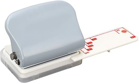 Handlocher, Tragbarer 3-Loch-Papierstanzer mit Lineal für B5-, A5-, A6-, A7-, A4-, 5-Blätter, Positionierungspfosten für Lose Blätter, ABS und Eisen, Grau, 19 Mm Lochabstand, 5,5