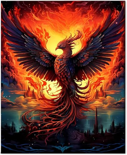 Gutluz Malen nach Zahlen Erwachsene Tiere Phoenix- Paint by Numbers Adult phoenix - Malen Nach Zahlen Erwachsene Leinwand Pinsel - Bastelset Erwachsene Haus Deko(CD159)