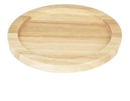 Olympia Hevea Board for Cast Iron Round Sizzler 254mm for GJ556 | Prevents heat transfer to keep table surfaces safe from burns, scratches, and damage during hot sizzler plate service.
