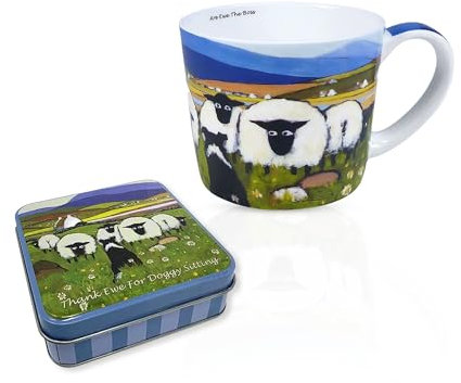 Thomas Joseph Keramik-Kaffeetasse, Schaf, Tierdruck, Süßigkeitendose, wiederverwendbare Box, Irish Fudge, 100 ml (sitzend)