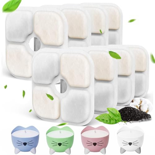 8 Filtros Fuente Gatos,Filtro Fuente para Gatos con Resina Activada por Carbono Tres Capas Sistema De Filtración,Compatible con 2,5L Pixi Bebederos Fuente,Repuestos para Filtros Fuente Gatos Catit