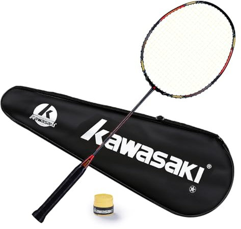 Badmintonschläger Professionelles Graphit-Badminton-Set, leicht, hohe Spannung, für Angriff und Verteidigung, P22, mit Tragetasche und Handgriff (Schwarz/Rot)