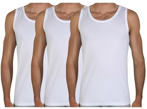 Fragi Canotta Uomo in Puro Cotone Filo di Scozia, Canottiera Intima con Spalla Larga in Tessuto Elastico Senza Cuciture Seamless, Made in Italy – Set da 3 (Bianco, M)