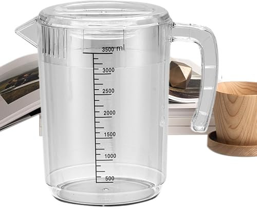 Glass Water Pitcher, ampia capacità caraffa, calore resistente con manico ergonomico, 2500 ml, trasparente per la casa e le feste, ristoranti, 26,5 x 18 cm, trasparente