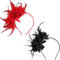 MUNSKT Bandeau Plumes De Fleur Artificielle, 2 Pcs à Rouges Et Noirs Pour Femmes, AnnéEs 1920 Fascinateur Plumes, Accessoires Coiffure Cocktail, Mariage, Bal Fin D'Année, Mascarade, Fête Du Thé