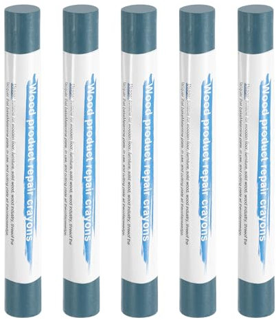 sourcing map 5pcs Wood Filler Sticks Wooden Wax Touch Up Furniture Repair Crayons for Scratch Hole Wood, Gray Blue