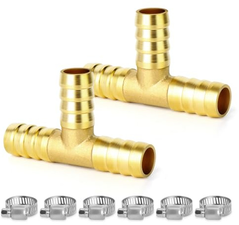 TAILONZ 2Pz T Ottone 8mm Connettore Tubo 3 Vie | Derivazione A 3 Vie, Flusso Bilanciato, Per Sistemi Di Distribuzione Aria/Acqua.