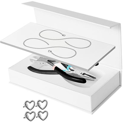 Perfeclan Couple Bracelets DIY Kit, 925 Sterling Silver Heart Lock Permanent Bracelet Set with Pliers, Matching Bracelets for Anniversaries, Valentine's Day and Romantic Gifts