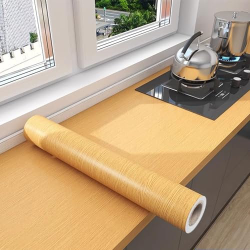 FBANULPEX Holzmaserungs-Bodenband, Selbstklebende Tapete Selbstklebende Holzmaserungsfolie for Möbel, wasserfeste Schutzklebefolie for Esstisch, Arbeitsplatte & Wand(Eiche,90x300cm(WxL))