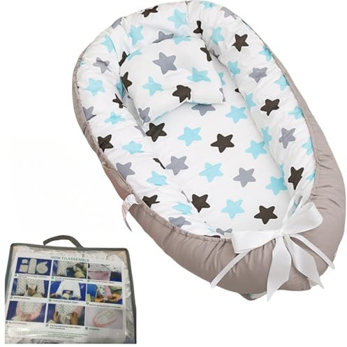 iuscacey Babyliege - Babywiege für Neugeborene - Abnehmbares und waschbares Babybett aus Baumwolle - Bodensitz für Kleinkinder - Reisewiege