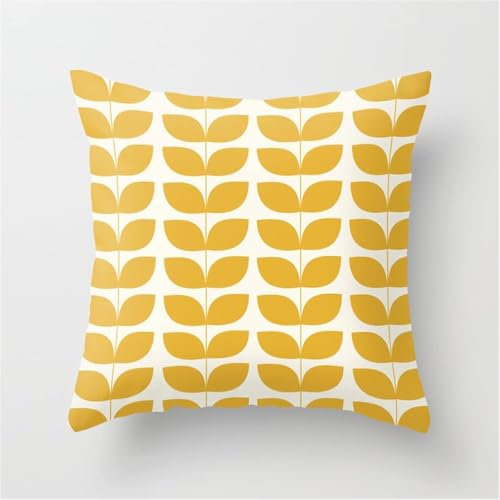 Dekorative Throw Kissenbezüge Dänisches Muster Gelb Mid Century Modern Kissen Fall Weiche Zierkissenbezüge für Bett Stuhl Dekoration 45X45cm