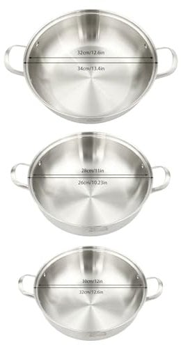 ATIVLB 304 Stainless Steel Wok 30cm Frying Pan Stir-Frying Pan,with Lid, Steaming Rack,for Induction, Gas, All Hobs,Halogen Stoves, Glass Ceramic Stoves