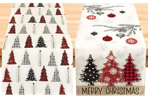 2 Stück Tischläufer Weihnachten Weihnachts Tischläufer Beige Geeignet Für Partys Drinnen Und Draußen Küchentischdekoration 180 cm X 30 cm