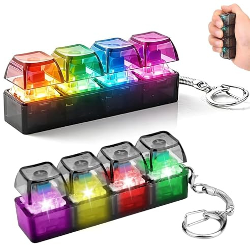 Tastatur Fidget, 2 Stück Fidget Toys für Erwachsene & Kinder | Anti Stress Tastatur Spielzeug mit LED Licht, Sensory Clicker Tastatur Schlüsselanhänger für ADHD Autismus