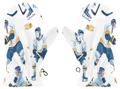 SUABO Playing Ice Hockey Metal Pattern Kids Mittens Snow Gloves for Boys Girls Winter Ski Gloves Toddler Mittens