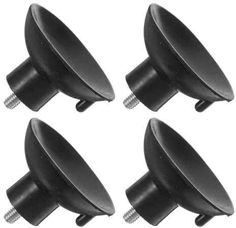Gadpiparty Lot de 4 pieds en caoutchouc M6 avec ventouses - Pieds de nivellement réglables en hauteur pour meubles, machines et établis - Antidérapants - Noir