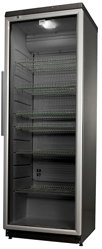 BEKO Professional Glaskühlschrank, ADN 203/1S BP. 320 Liter Nutzinhalt, 173x60x60 (HxBxT), 6 Einlegegitter, Automatische Abtauung, Silber, Verschließbar, Freistehend