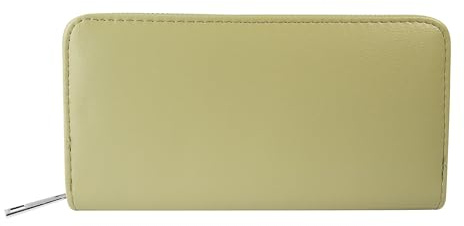 Cham Cham Geldbörse für Damen aus Kunstleder in Grün, Geldbeutel mit Reißverschluss in 10 x 19 x 2,8 cm