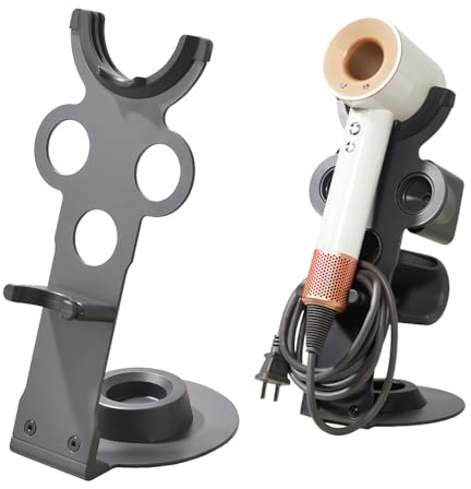 Dexmary Hair Dryer Stand for Dyson, Compatible with Dyson Dryer Holder Accessory Organizer Magnetic Stand with Power Plug Cable Organizer, for Dyson Supersonic Stand(Black 3 Holes)