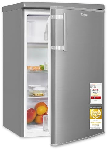 Exquisit Kühlschrank mit 4* Gefrierfach - 109 L Kühl-Gefrierkombi - Inox