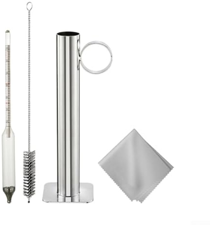 Ahornsirup-Hydrometer und Testbecher-Set aus Edelstahl mit hoher Temperaturbeständigkeit, leicht ablesbarer Baume und Waage, Reinigungsbürste für genaue Zuckerdichtemessung in