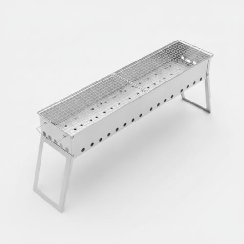 Fxzqgnh Gril pique-nique pliable portable en métal pour camping, barbecues à charbon - charbon barbecue, 60 * 18 Fente Four