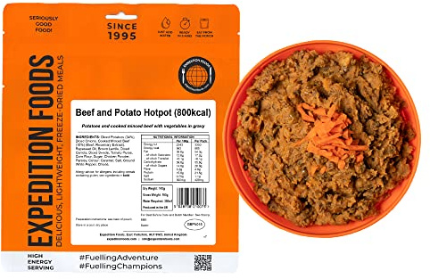 EXPEDITION FOODS expeditionfoods.com Beef and Potato Hotpot | Freeze-Dried Camping & Hiking Food | High Energy Serving | 800kcal Meal