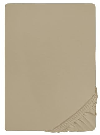 biberna Jersey-Elastic-Spannbetttuch 0077866 (Matratzenhöhe max. 25 cm) 1x 120x200 cm - 130x220 cm, Taupe